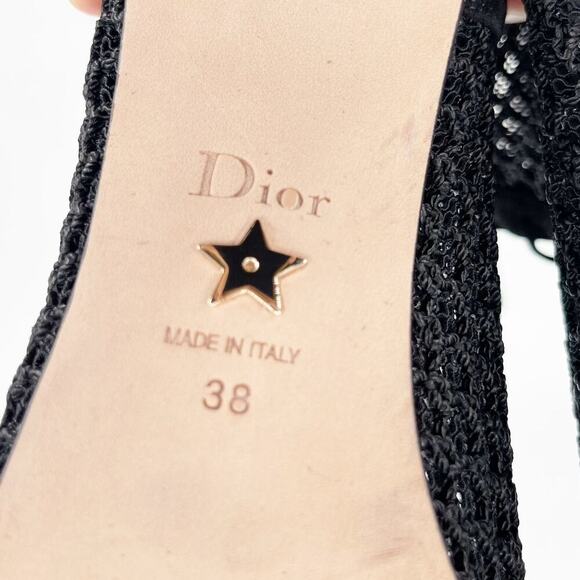 Dior Black Suede Crochet Mesh Naughtily-D Lace Up Heeled Ankle Boot size EU 38 - Picture 9 of 11